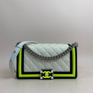 Chanel Tricolor Quilted Fluo Medium Boy Bag