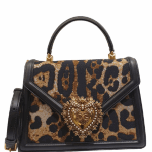 Dolce & Gabbana Bicolor DG Devotion Leopard Top Handle Bag