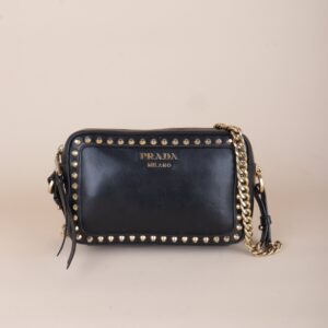 Prada Black Studded Camera Crossbody Bag
