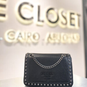 Prada Black Glace Studded Crossbody Bag