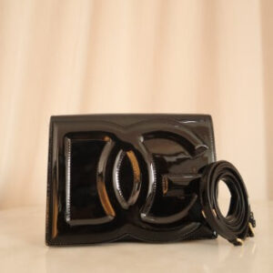 Dolce & Gabbana Black Vernis DG Logo Crossbody Bag