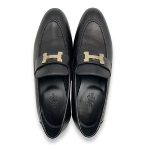 Paris 38.5 Black Loafers in Nappa, Palladium hardware