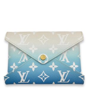 Kirigami Pochette by the pool Giant - MM Blue/Cream Pouch in Coated Canvas, Gold hardware