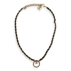 CC Leather Chain 46 cm Black Necklace in Lambskin, Gold hardware