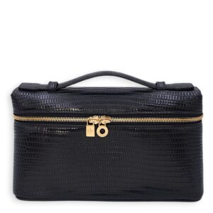 LP Extra Pocket 19 Black Shoulder Bag in Lizard, Gold hardware