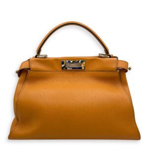 Peekaboo Medium Yellow Shoulder Bag in Calfskin, Silver hardware