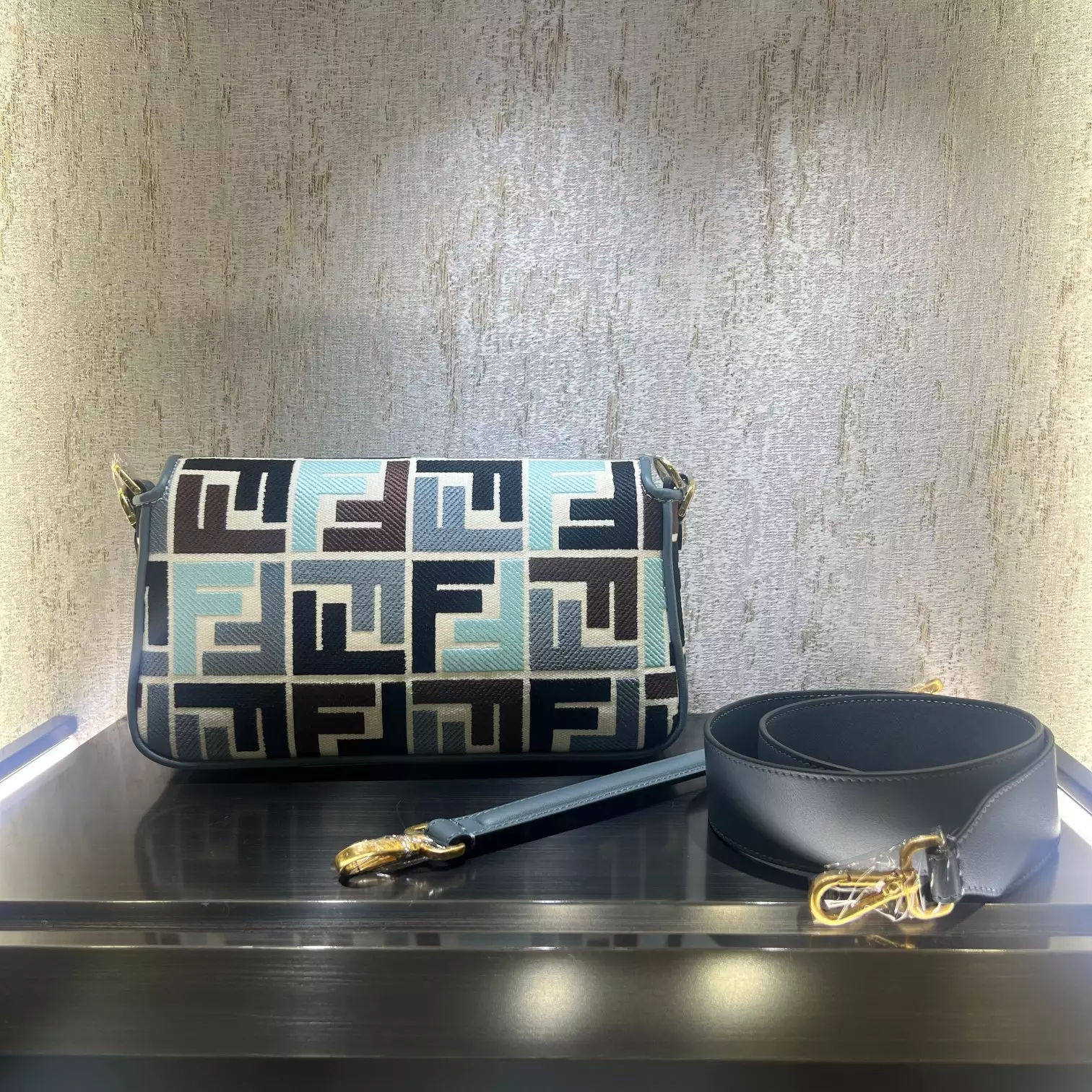 Baguette Multicolor Canvas Bag with FF Embroidery - RepBags.ru - Image 5