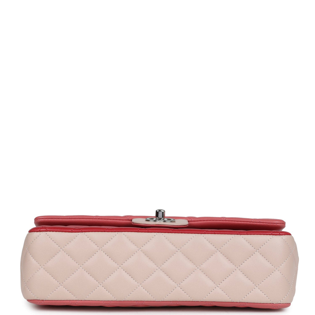 Pre-owned Chanel Medium Valentine Single Flap Bag Tricolored Lambskin Silver Hardware - Image 7