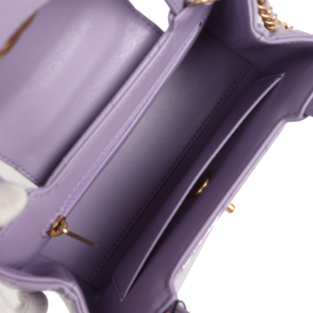 Chanel Small Kelly Shopper Light Purple Shiny Aged Calfskin Brushed Gold Hardware - Image 9