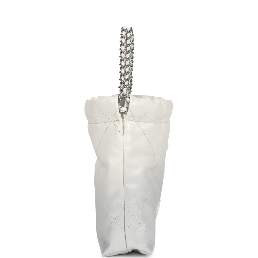 Chanel Mini 22 Bag White and Silver Ombre Metallic Calfskin Silver Hardware - Image 4
