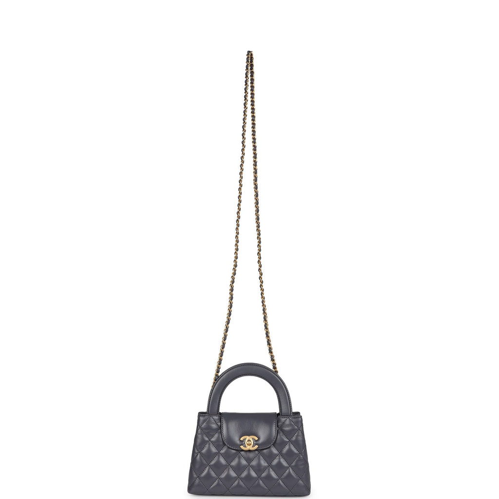 Chanel Small Kelly Shopper Dark Grey Shiny Aged Calfskin Brushed Gold Hardware - Image 8