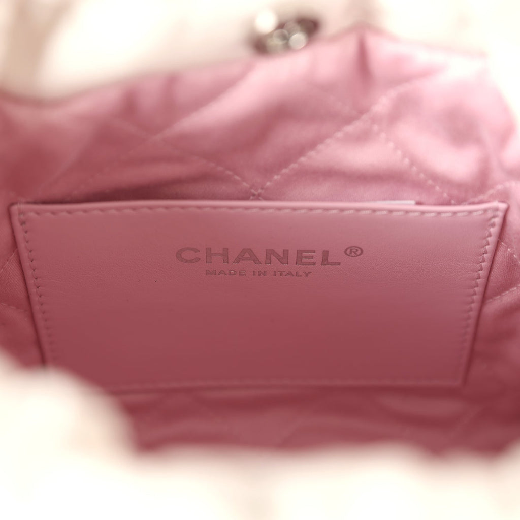 Chanel Mini 22 Bag Pink and White Ombre Calfskin Lacquered Metal Hardware - Image 11