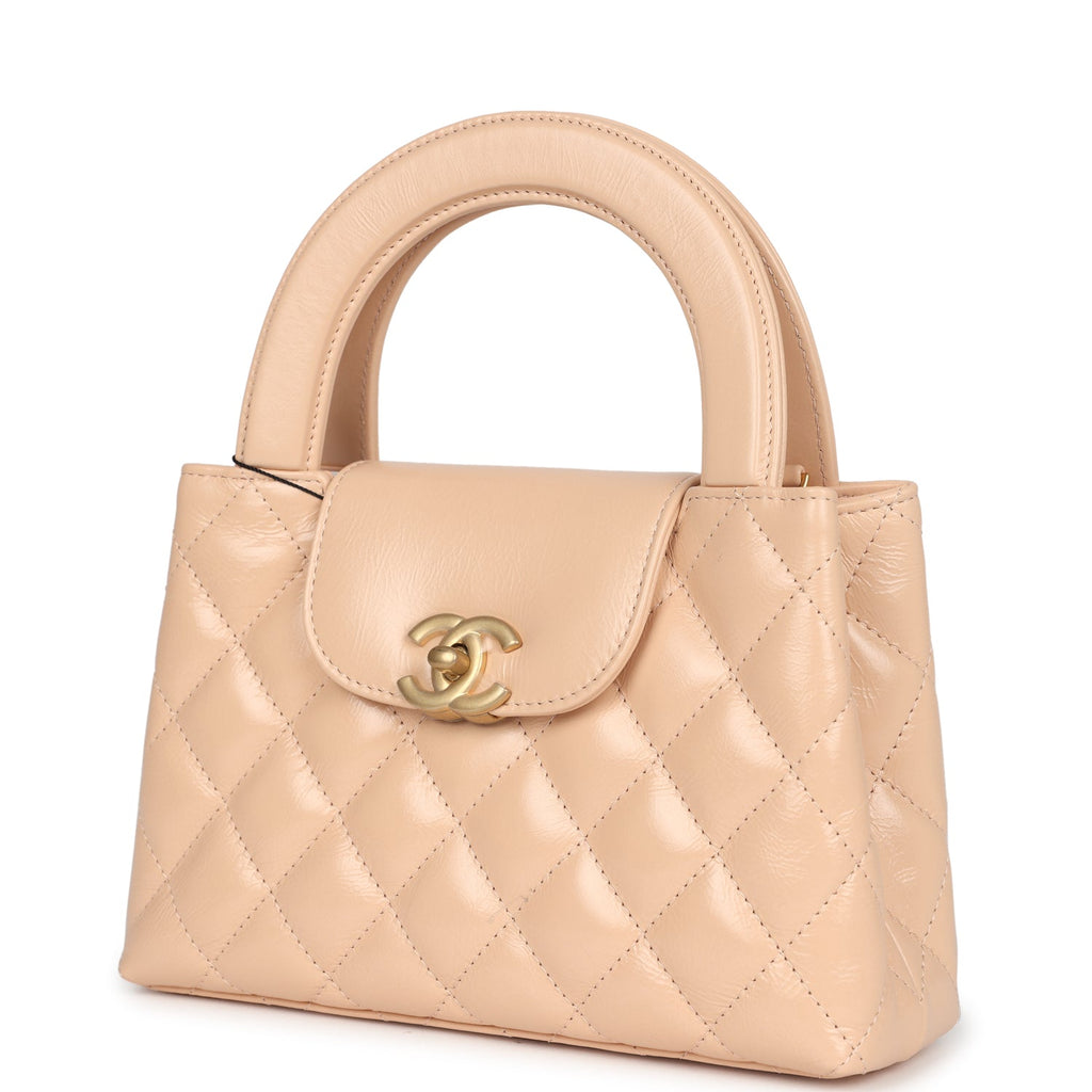 Chanel Small Kelly Shopper Beige Shiny Aged Calfskin Brushed Gold Hardware - Image 6