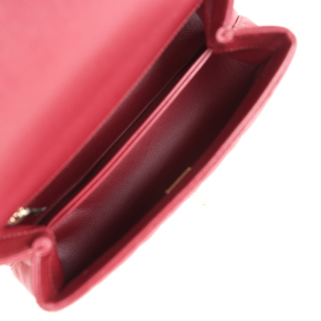 Chanel Small Coco Top Handle Flap Bag Burgundy Caviar Light Gold Hardware - Image 9