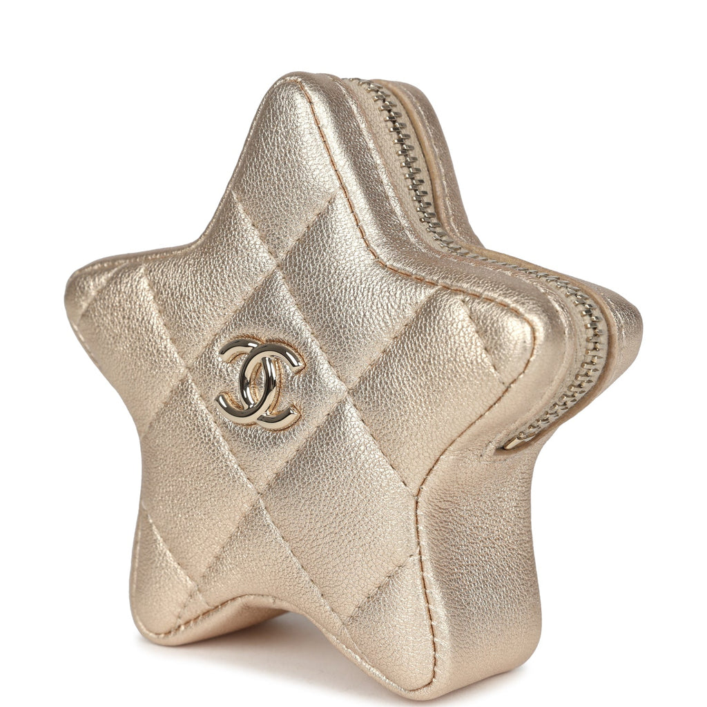 Chanel Walk Of Fame Star Clip-On Coin Purse Metallic Gold Goatskin Light Gold Hardware - Image 6