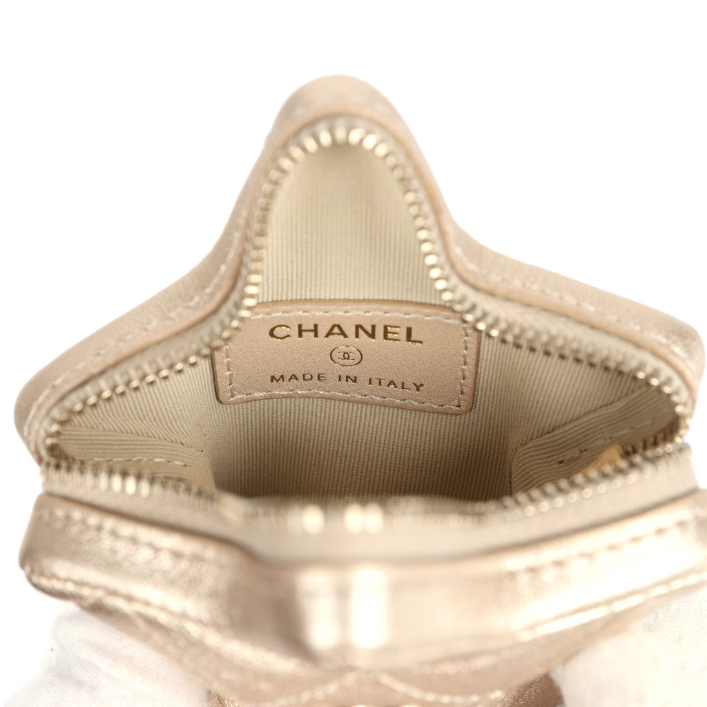 Chanel Walk Of Fame Star Clip-On Coin Purse Metallic Gold Goatskin Light Gold Hardware - Image 8