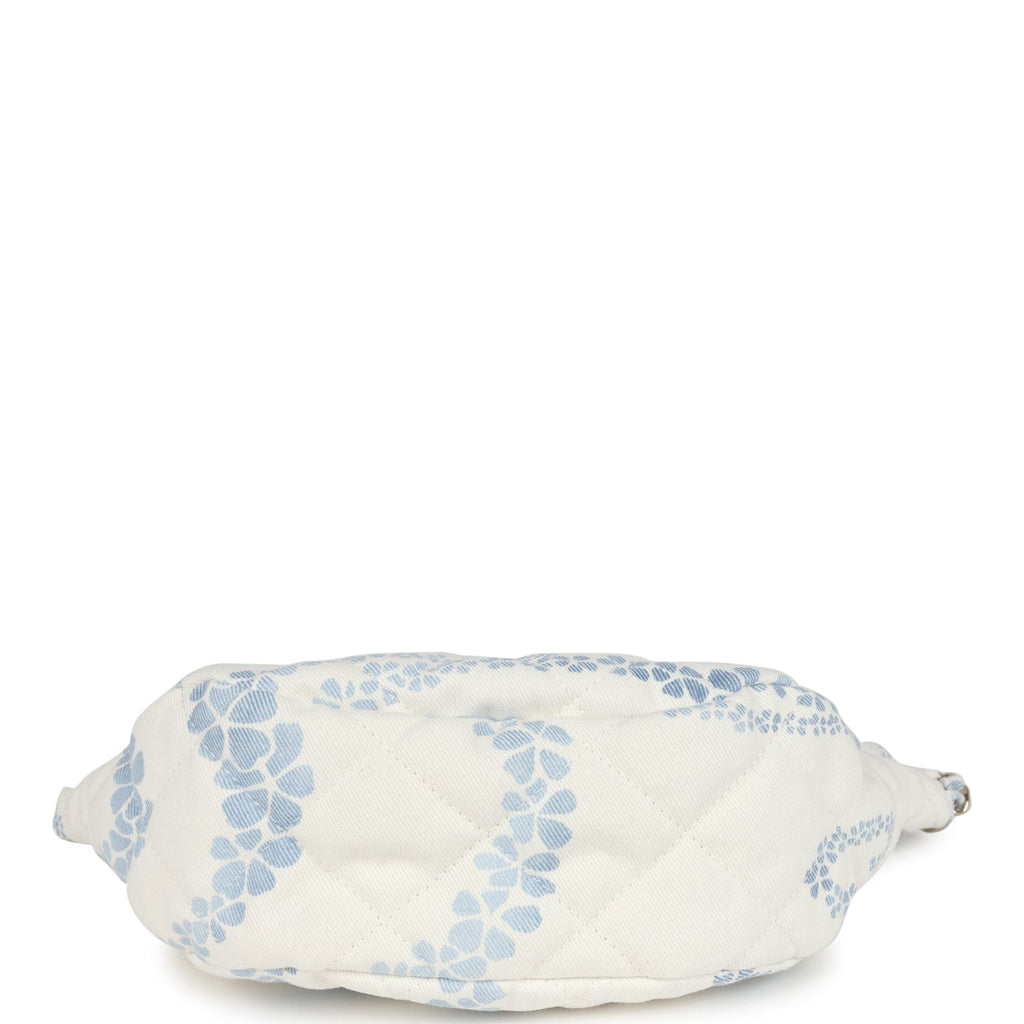 Chanel Large Coco Beach Hobo Bag in White and Blue Denim Light Gold Hardware - Image 7