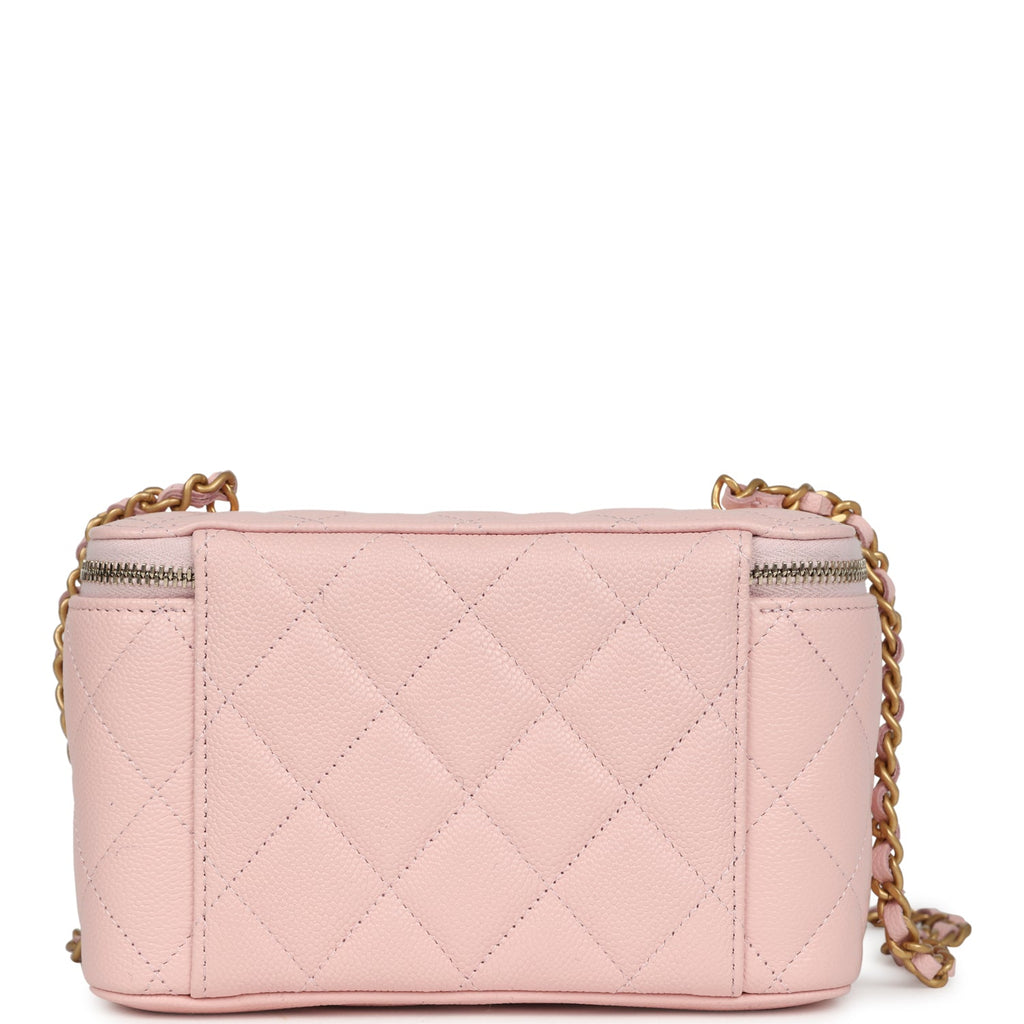 Chanel Small CC Vanity Case Light Pink Caviar Faux Pearls Brushed Gold Hardware - Image 5