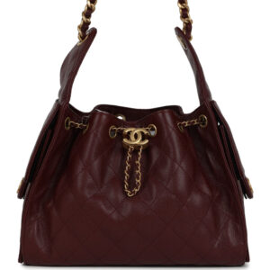 Chanel Small 25 Hobo Bag Burgundy Caviar Antique Gold Hardware