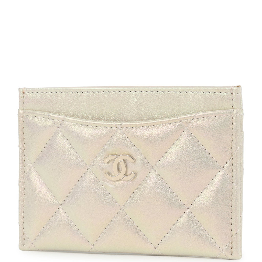 Chanel Classic Card Holder Wallet Iridescent Ivory Lambskin Light Gold Hardware - Image 6