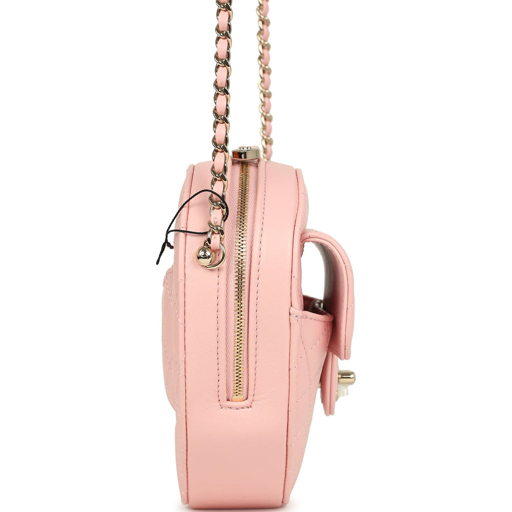 Chanel CC In Love Large Heart Bag with Chain Light Pink Lambskin Light Gold Hardware - Image 4