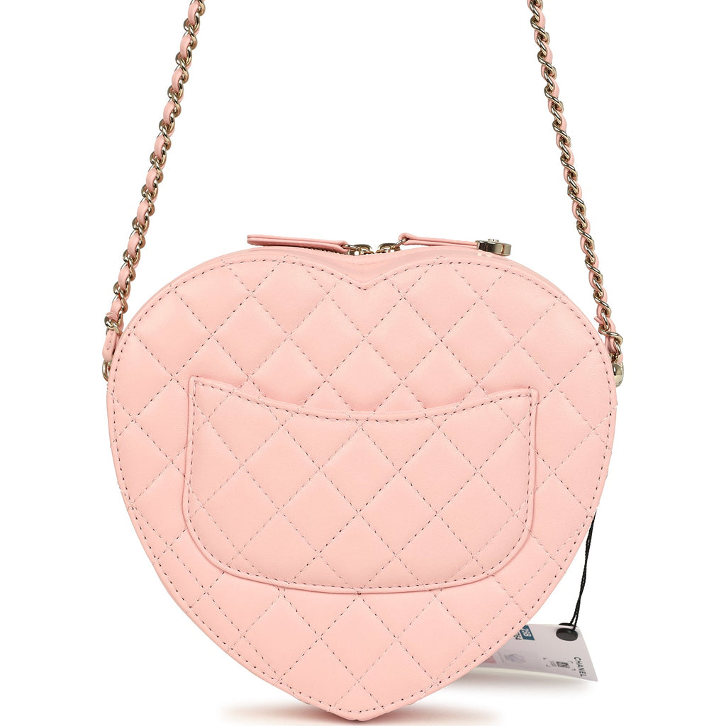 Chanel CC In Love Large Heart Bag with Chain Light Pink Lambskin Light Gold Hardware - Image 5