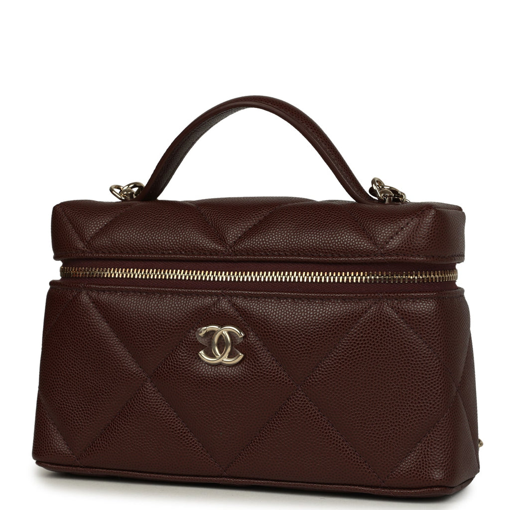 Chanel Top Handle Slim Vanity Case with Chain Dark Brown Shiny Caviar Light Gold Hardware - Image 6