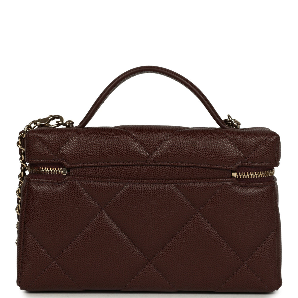 Chanel Top Handle Slim Vanity Case with Chain Dark Brown Shiny Caviar Light Gold Hardware - Image 5