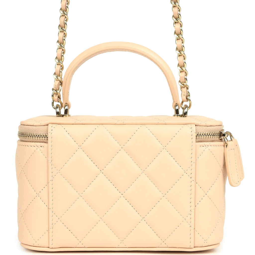 Chanel Small Top Handle Vanity Case Light Beige Lambskin Light Gold Hardware - Image 5