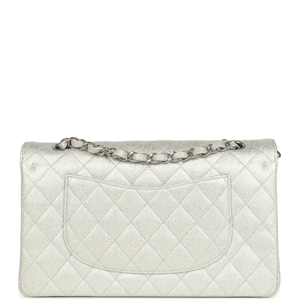 Chanel Medium Classic Double Flap Silver Glitter Caviar Silver Hardware - Image 5