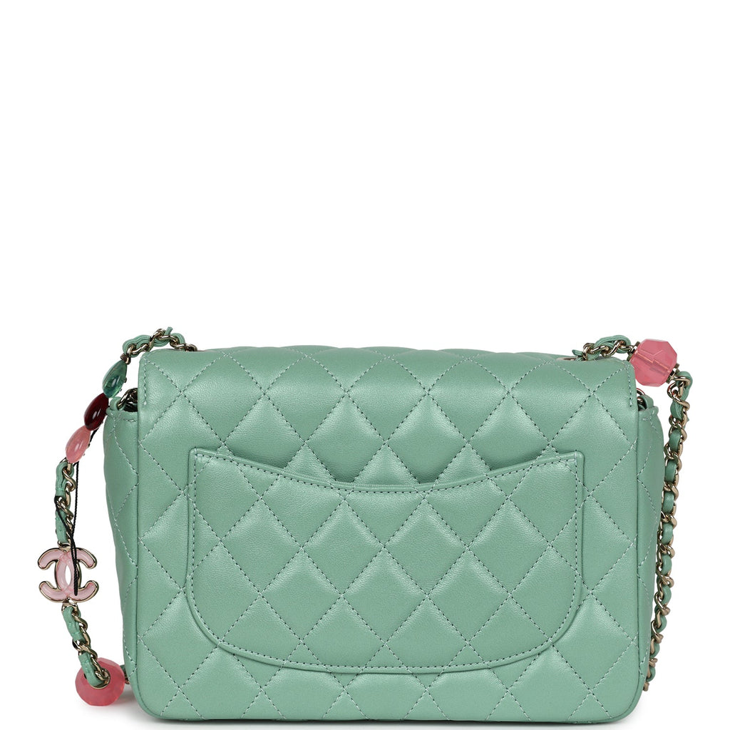 Chanel Candy Heart Mini Flap Bag Turquoise Lambskin Enamel and Light Gold Hardware - Image 5