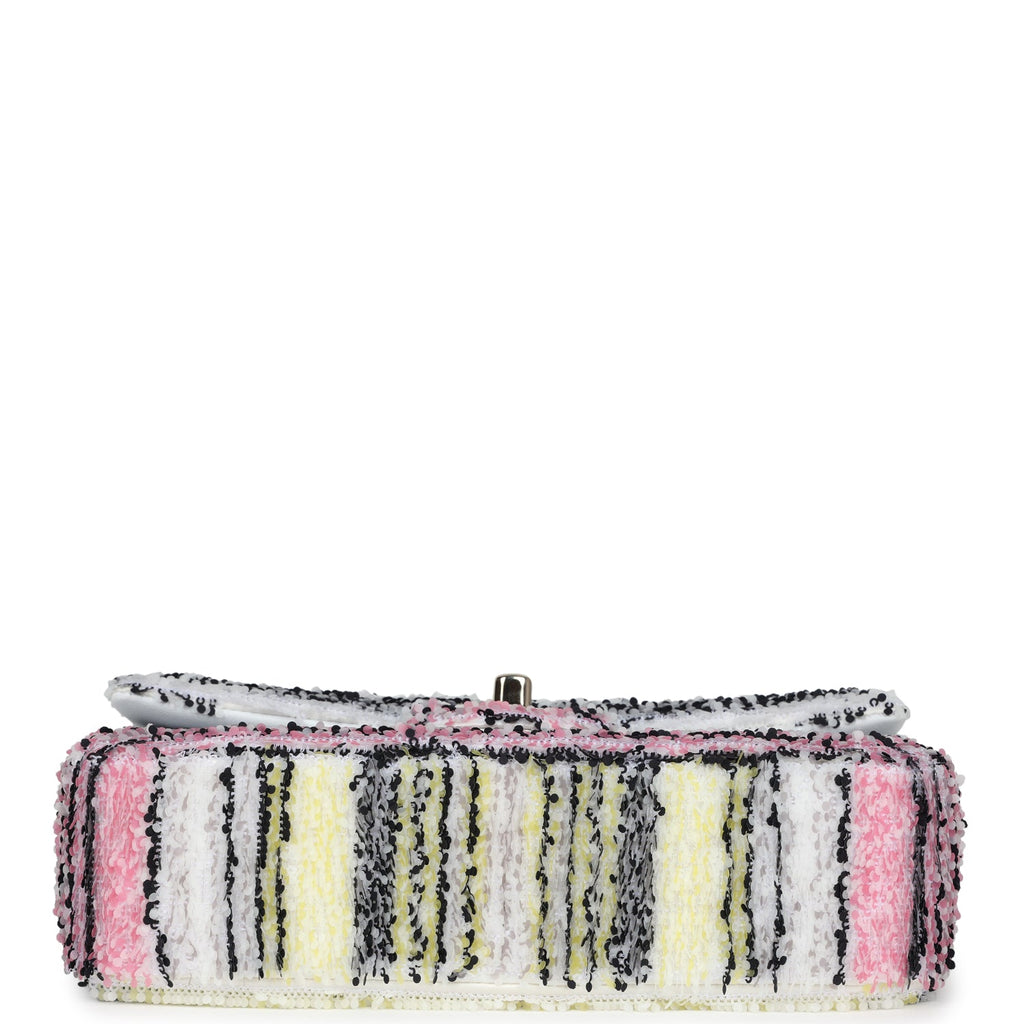 Chanel Mini Rectangular Flap White Multicolor Sequin Light Gold Hardware - Image 7