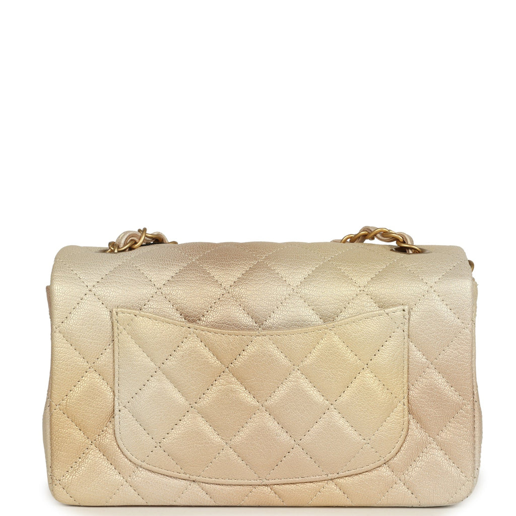Chanel Mini Rectangular Flap Bag Gold Ombre Chevre Calfskin Antique Gold Hardware - Image 5