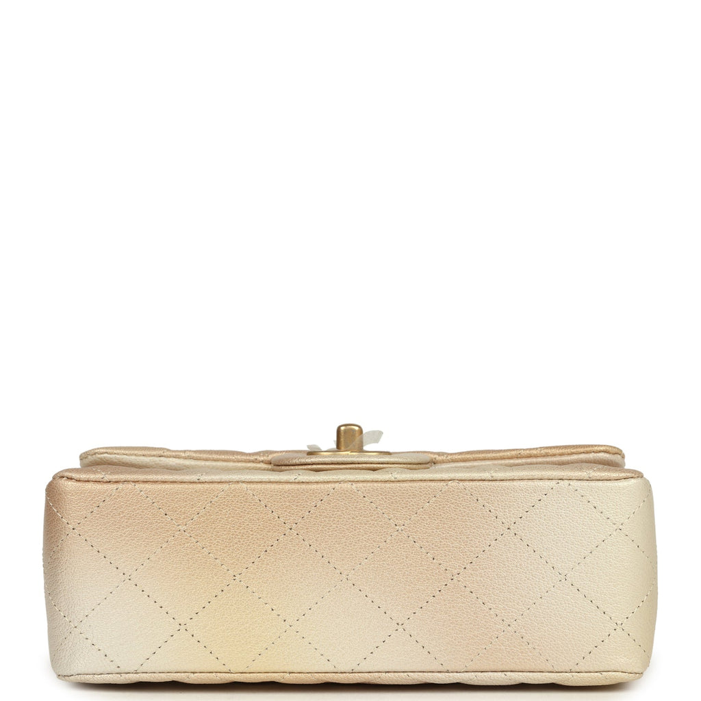 Chanel Mini Rectangular Flap Bag Gold Ombre Chevre Calfskin Antique Gold Hardware - Image 7