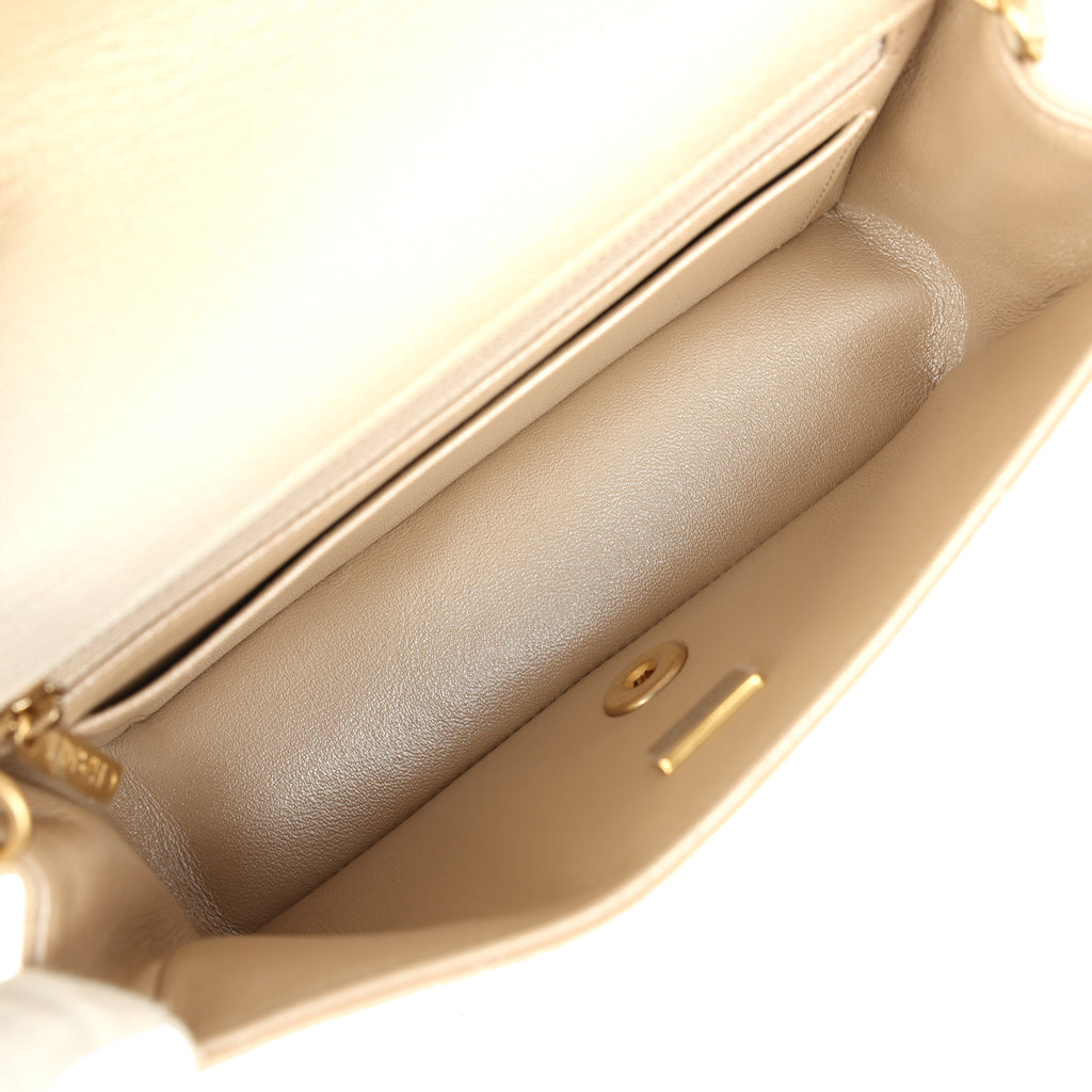 Chanel Mini Rectangular Flap Bag Gold Ombre Chevre Calfskin Antique Gold Hardware - Image 9
