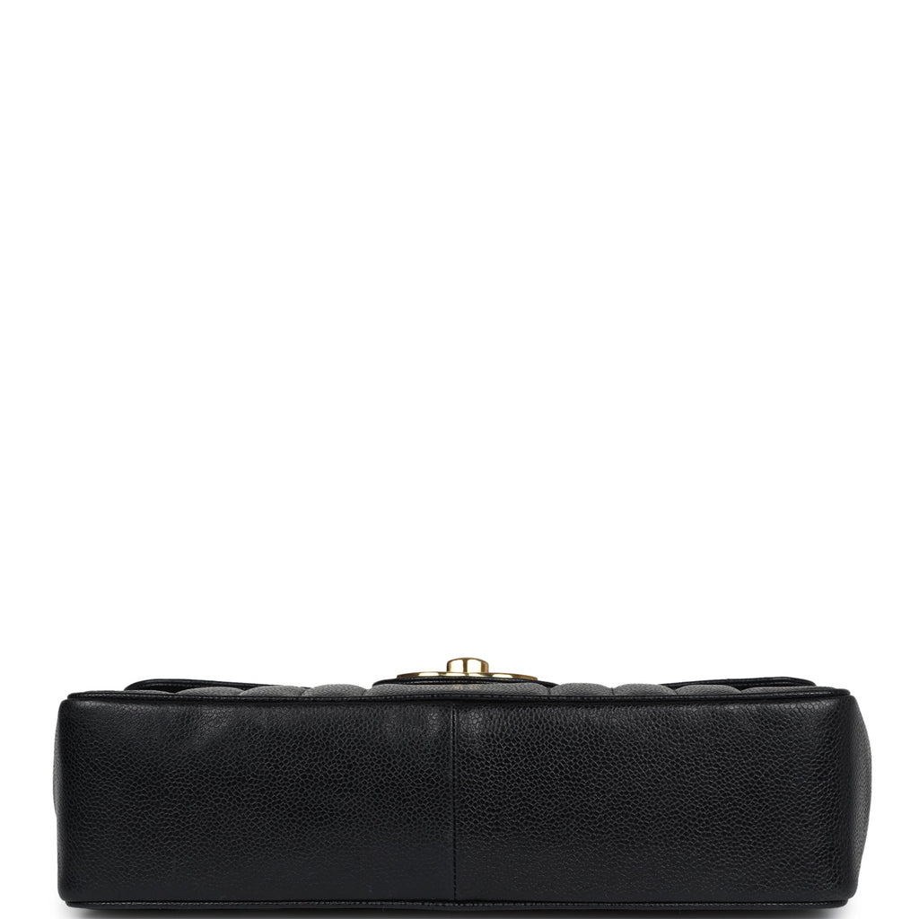 Vintage Chanel XL Jumbo Classic Mademoiselle Vertical Flap Black Caviar Gold Hardware - Image 7