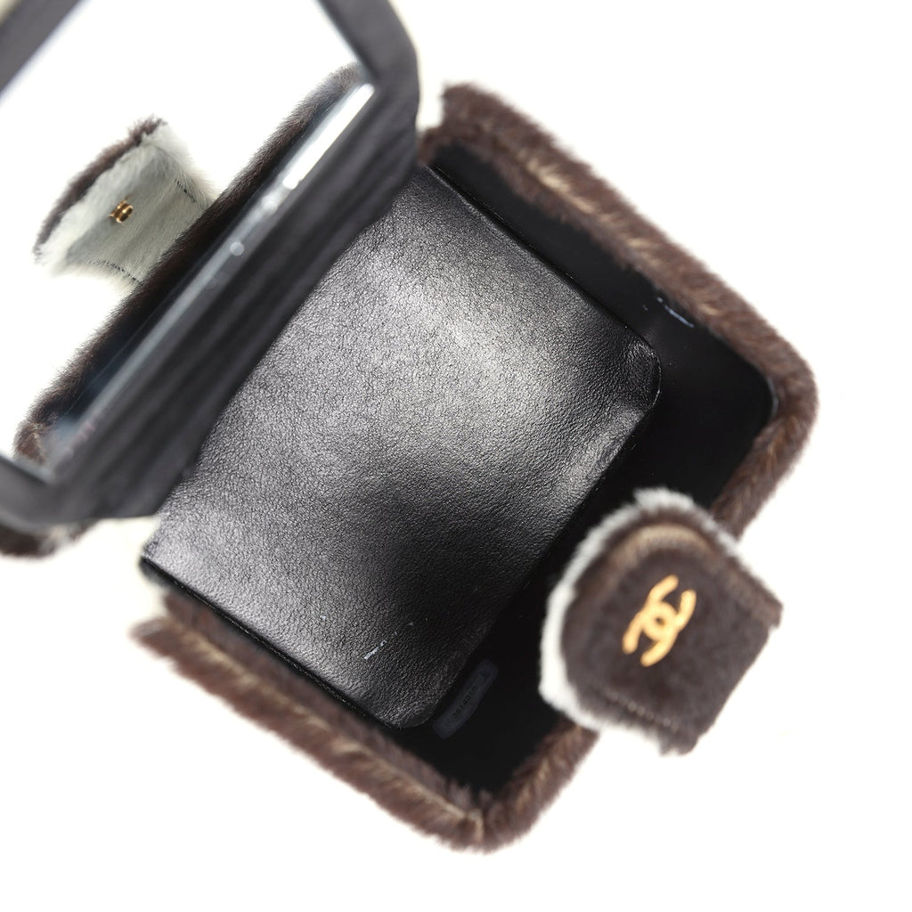 Vintage Chanel Square Vanity Box Brown and White Cow Print Pony Hair Antique Gold Hardware - Image 12