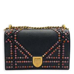 Diorama Shoulder Bag Black in Calfskin, Gold hardware