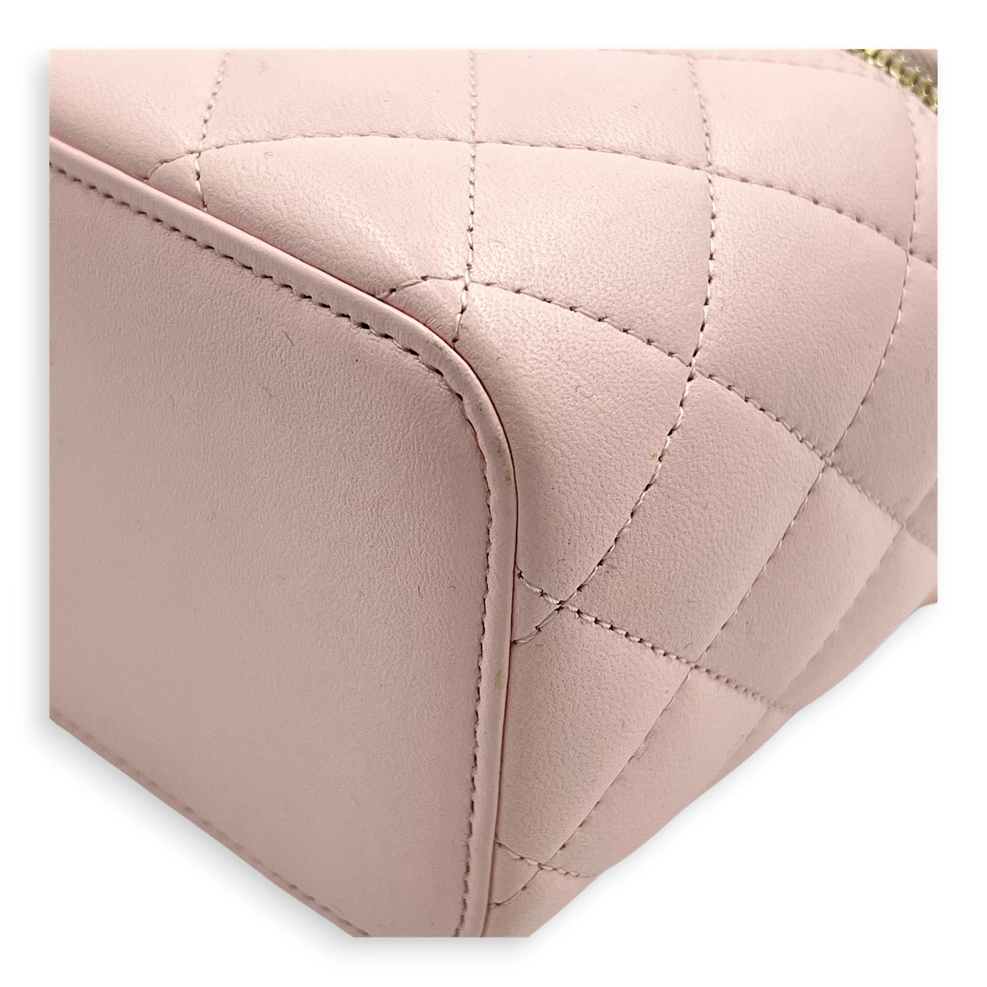 Vanity Crossbody Bag Pink in Lambskin, Gold hardware - Image 8