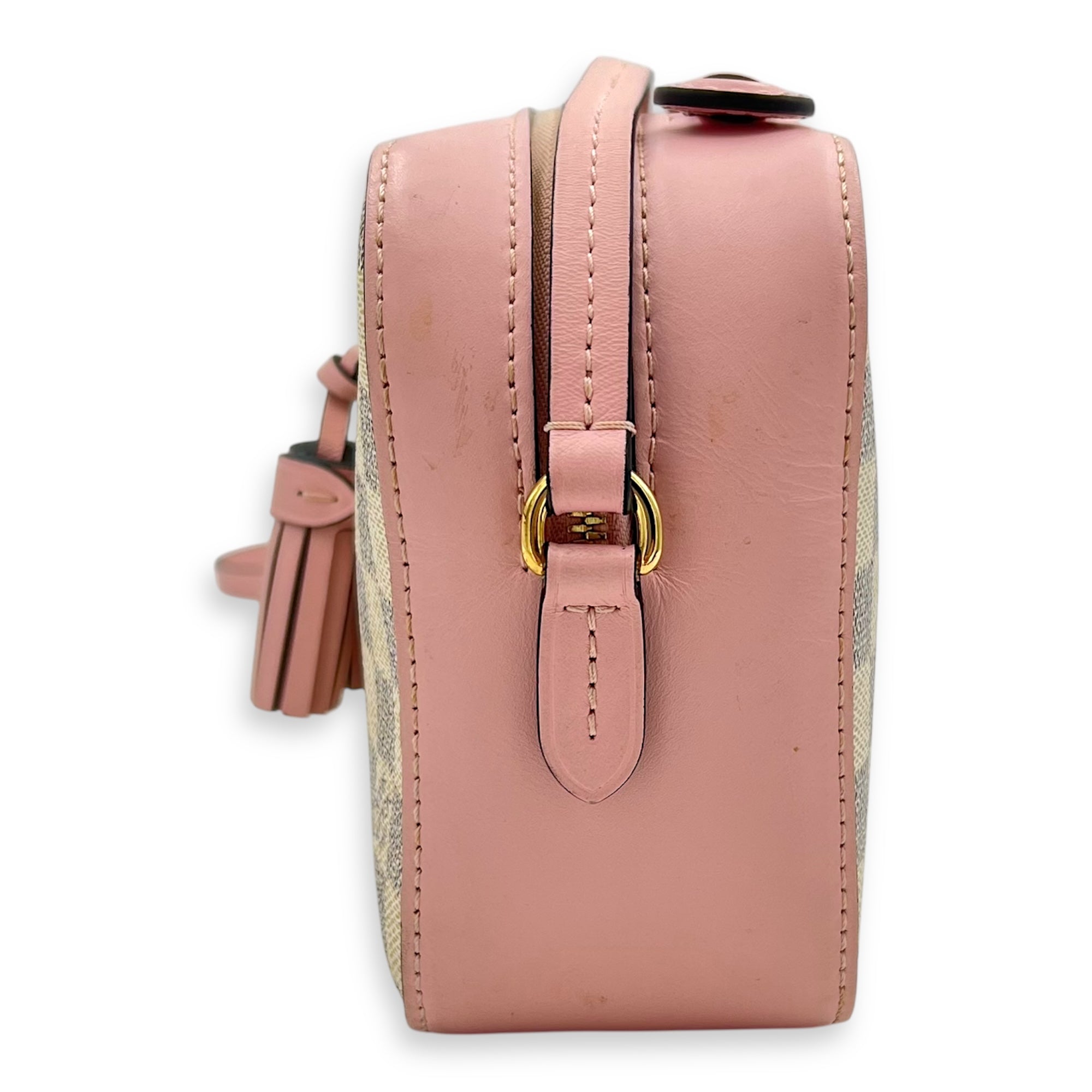 Saintonge Crossbody Bag Azur in Coated Canvas, Gold hardware - Image 4