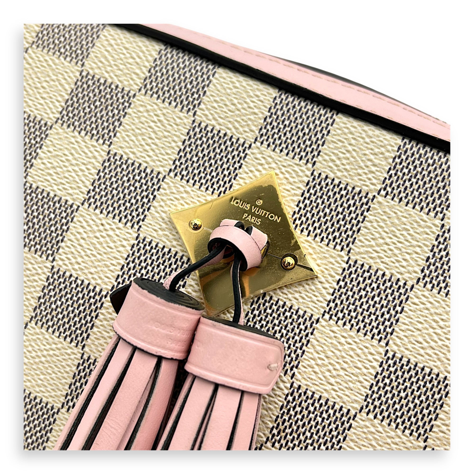 Saintonge Crossbody Bag Azur in Coated Canvas, Gold hardware - Image 9