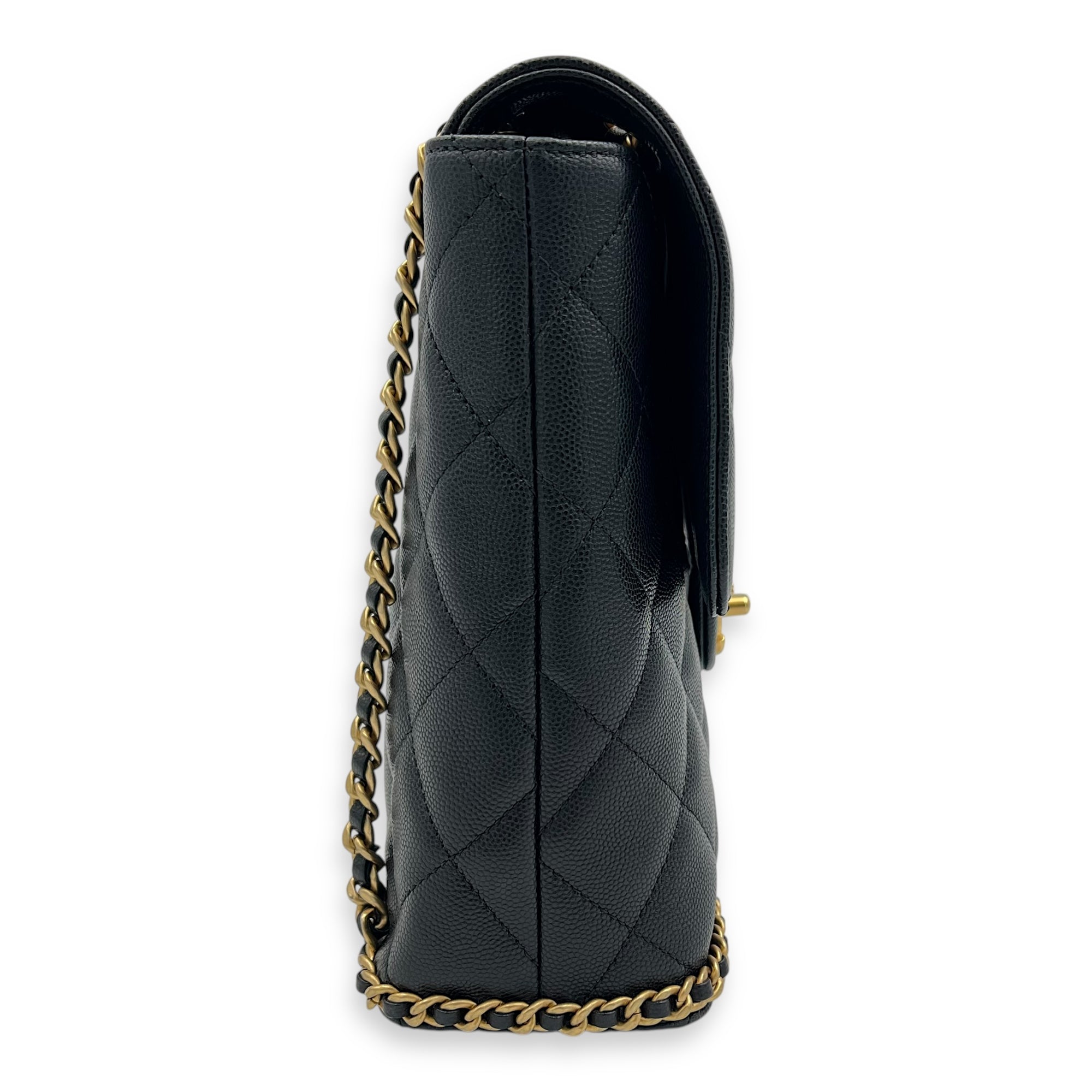 Quilted Seasonal Backpack Gold in Caviar Leather, Gold hardware - Image 4