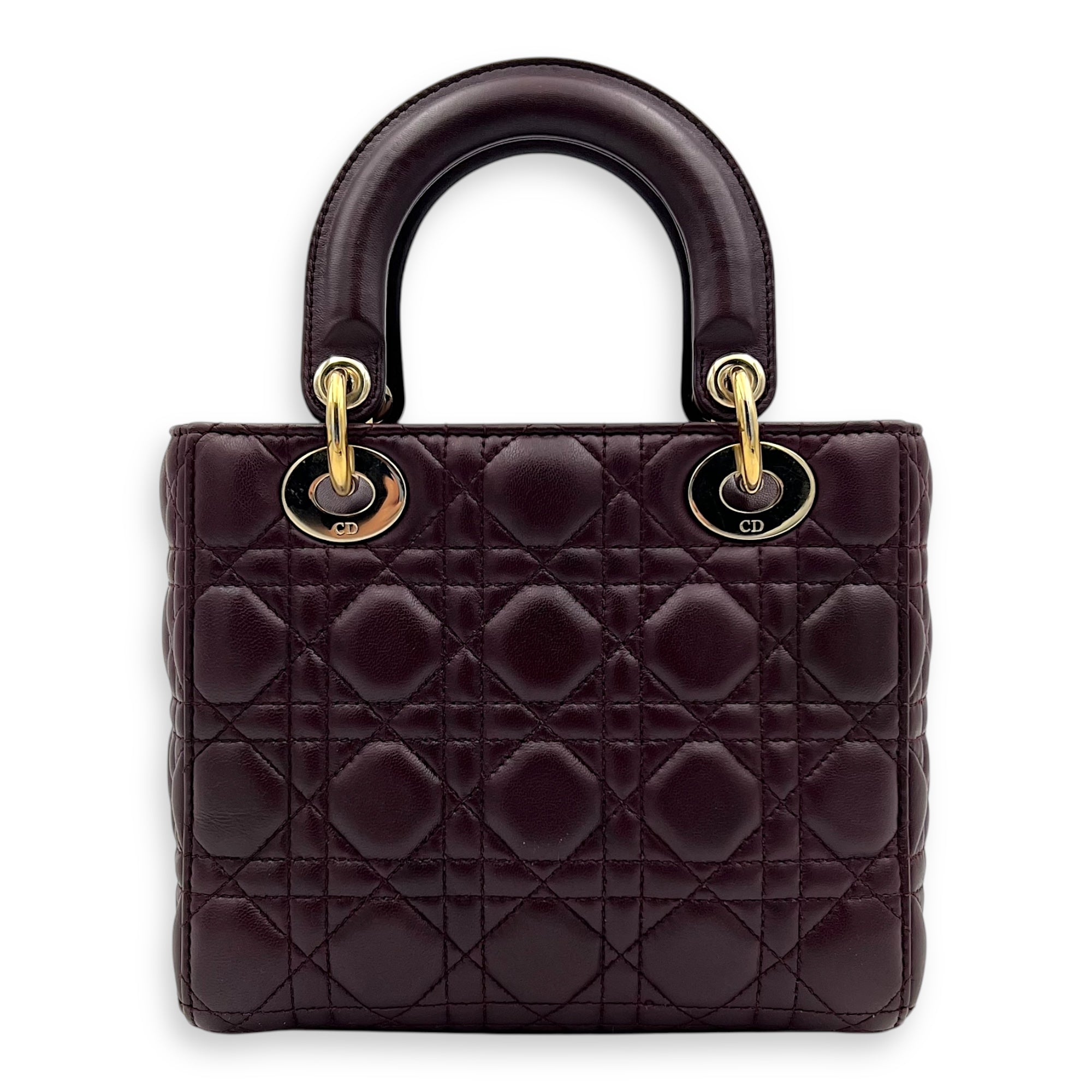 Lady Dior Small Red Top Handle Bag in Lambskin, Gold hardware - Image 3