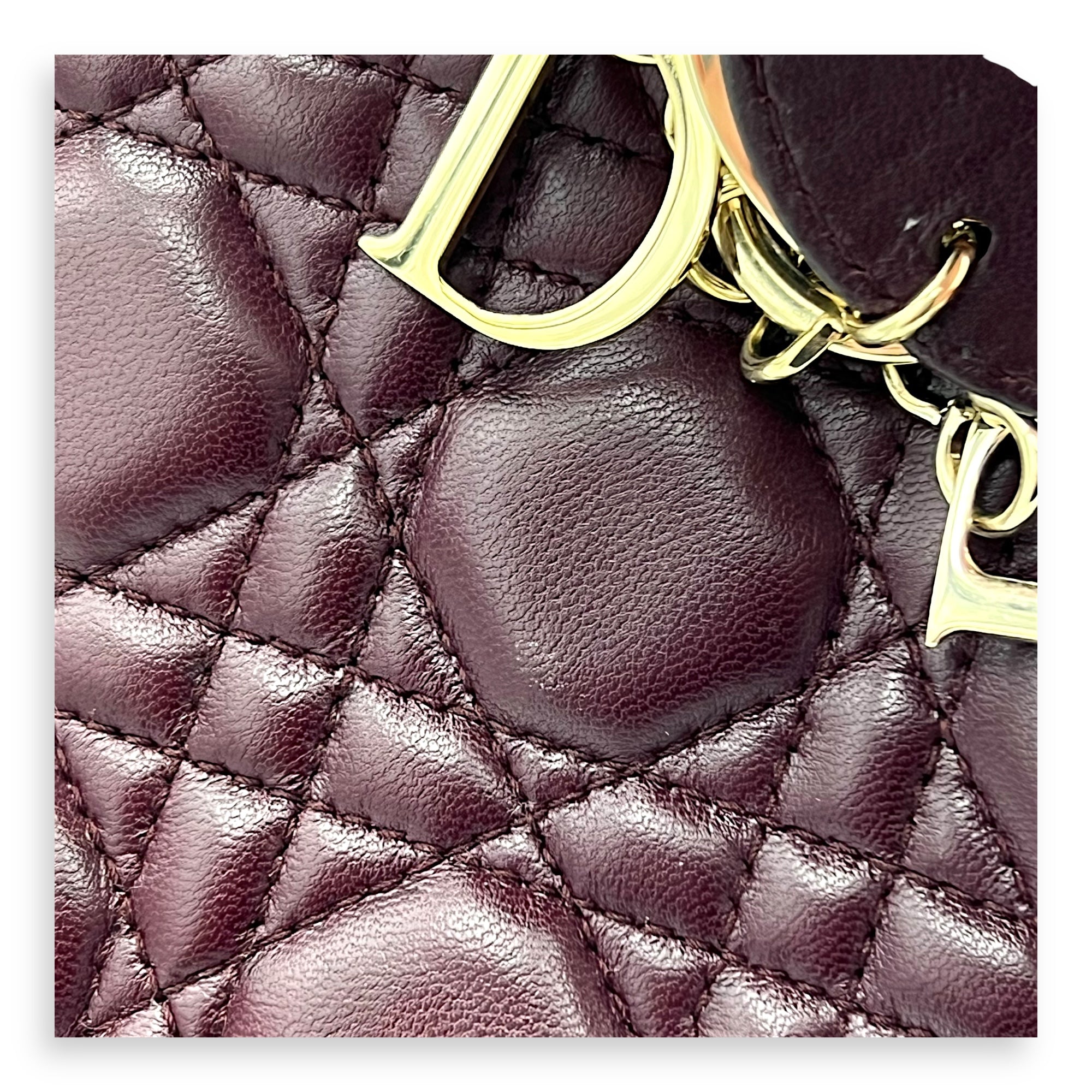 Lady Dior Small Red Top Handle Bag in Lambskin, Gold hardware - Image 9