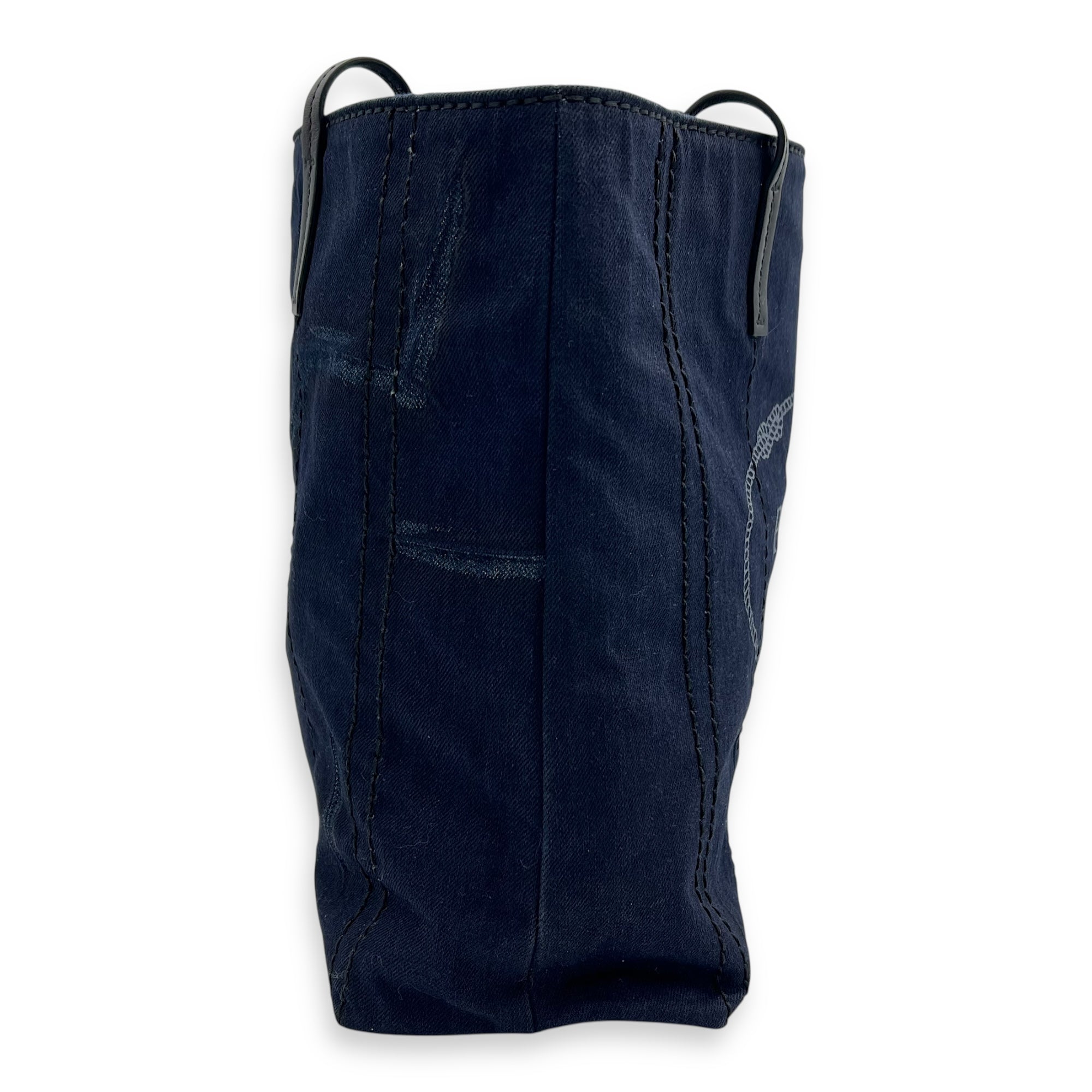 Denim Tote Bag Blue in Denim, Silver hardware - Image 4