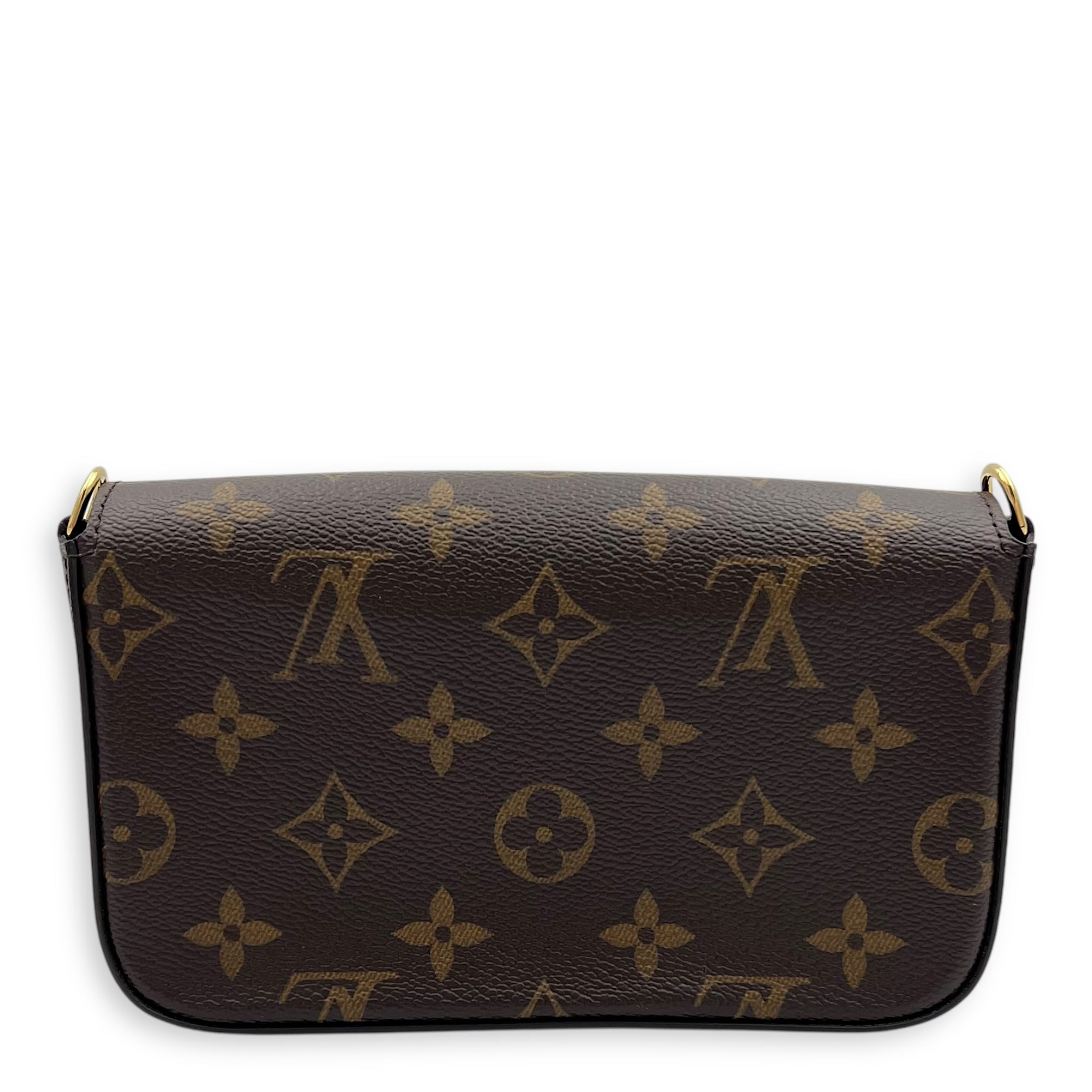 Felicie Strap To Go Wallet On Chain Brown in Monogram Coated Canvas, Gold hardware - Image 3