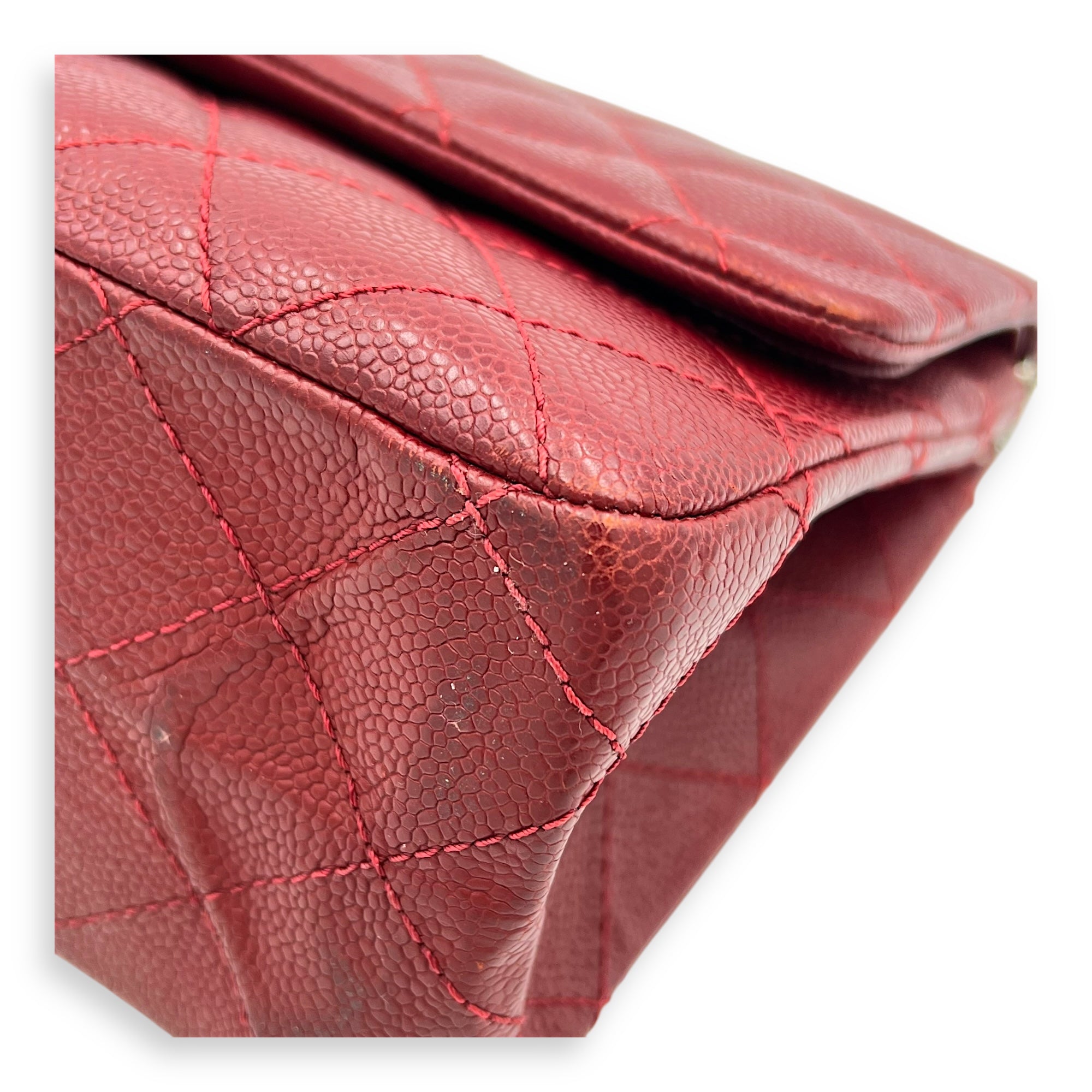 2.55 Shoulder Bag Red in Caviar Leather, Ruthenium hardware - Image 8