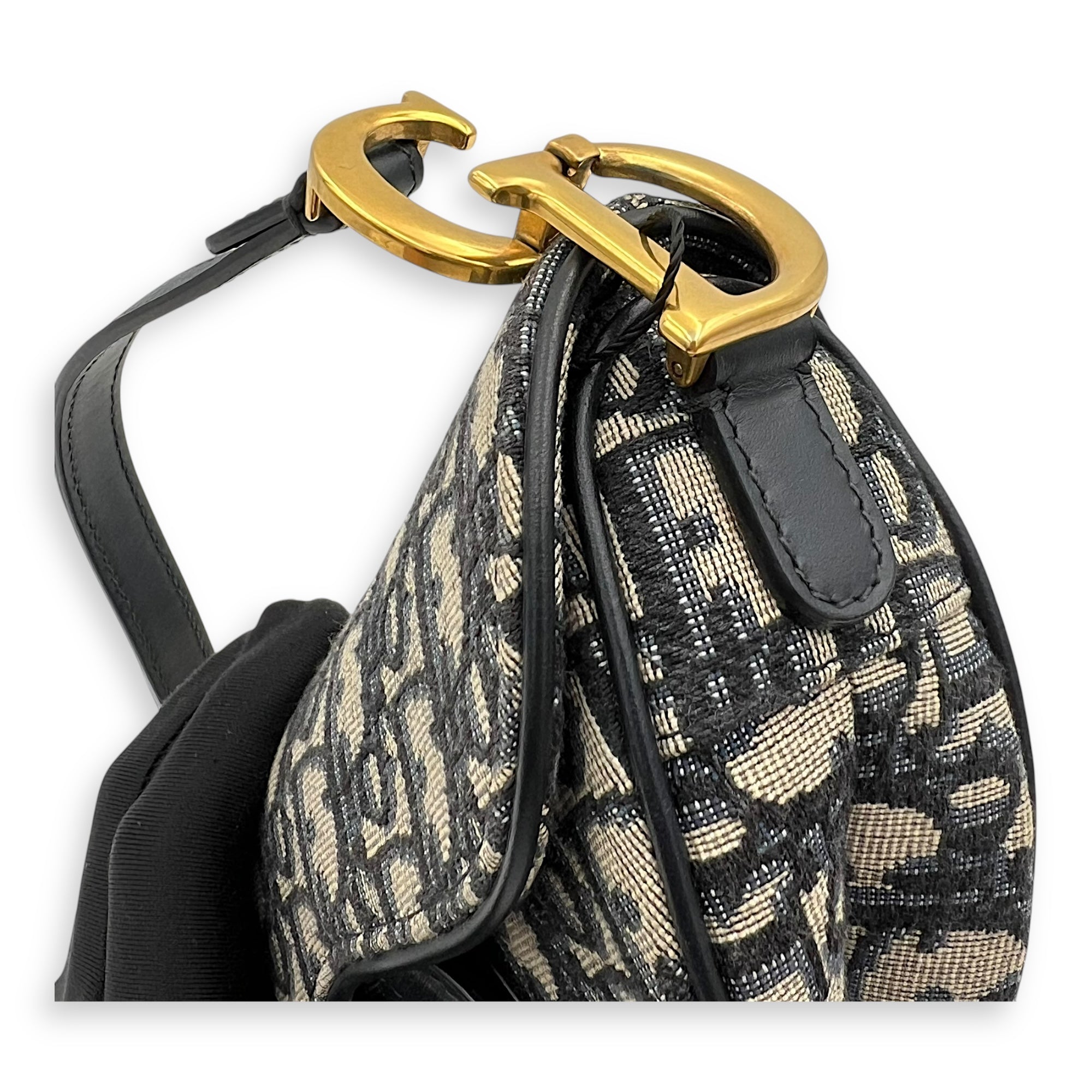 Saddle Top Handle Bag Mini Blue in Jacquard, Gold hardware - Image 14