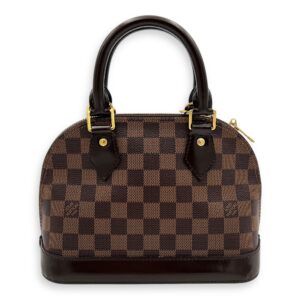 Alma Top Handle Bag BB Brown in Coated Canvas, Gold hardware