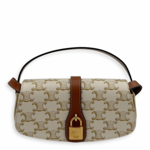 Tabou Shoulder Bag White in Coated Canvas, Gold hardware